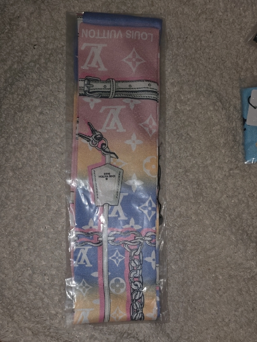 Pink Blue Gradient Monogram Silk Bandeau - Picture 5 of 7